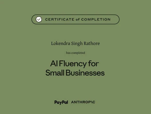 Certificate of completion, AI Fluency for Small Businesses, Anthropic Education
