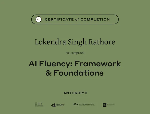 Certificate of completion, AI Fluency: Framework & Foundations, Anthropic Education
