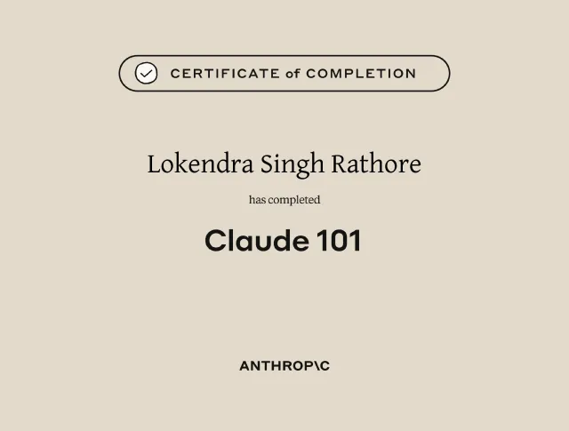 Certificate of completion, Claude 101, Anthropic Education