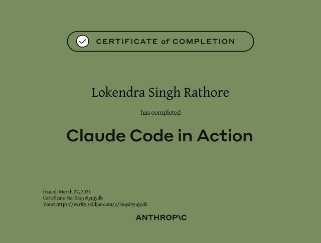 Certificate of completion, Claude Code in Action, Anthropic Education
